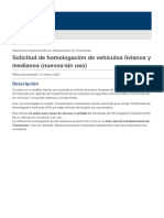 Solicitud de Homologación de Vehículos Livianos y Medianos (Nuevos - Sin Uso)