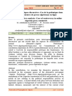 Analyse Des Pratiques Discursives - Cas de La Polémique Dans Les Commentaires de Presse Algérienne en Ligne