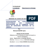 Pétrographie Et Caractérisation Structurale Des Formations Géologiques de La Commune Tshopo Dans La Ville de Kisangani, Province de La Tshopo.