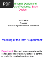 Experimental Design and Analysis of Variance