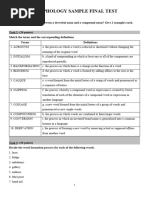 Morphology Final Sample Test