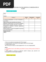 Tablas de Cotejo