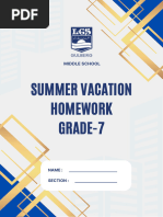 Grade 7 Summer Homework