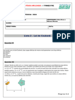 Força Elétrica. Lista 02