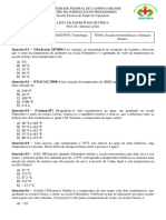 Lista de Exercicios - Termometria e Dilatação.