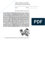 PROVA DE EDUCAÇÃO FÍSICA 3, 4 e 5 Anos en Fun