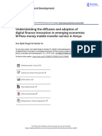 Understanding The Diffusion and Adoption of Digital Finance Innovation in Emerging Economies M - Pesa Money Mobile Transfer Service in Kenya