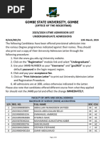 GSU Undergraduate Second Admission 2023-2024