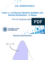 Ist 214-Statictics Ii: Week 5: Continuous Random Variables and Normal Distribution - Z Values