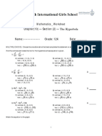 Section 10.2 The Hyperbola Worksheets