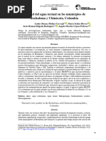 Calidad Del Agua Termal en Los Municipios de Bochalema y Chinácota, Colombia