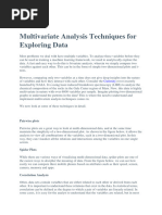 Multivariate Analysis Techniques For Exploring Data