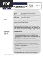 JD-006 Job Discription of Head Engineering Manager Engineering