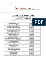 Devis Des Produits Alimentaires