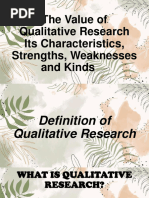 Lesson 5 - The Value of Qualitative Research Its Characteristics Strengths Weaknesses and Kinds