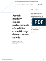 Joseph Brodsky Explica Perfectamente Cómo Lidiar Con Críticos y Detractores en Tu Vida