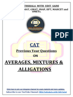 Averages, Mixtures & Alligations CAT Previous Year Questions by