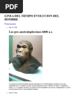 Linea Del Tiempo Evolucion Del Hombre