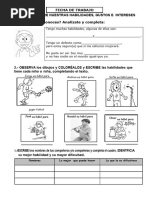 Ficha de Trabajo Gustos - Habilidades y Preferencias