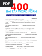 400 Câu Bài Tập Word Form Ôn Vào 10 Tphcm