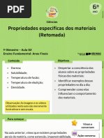 Propriedades Específicas Dos Materiais (Retomada) : Ciências