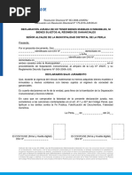 Declaración Jurada de No Tener Bienes Muebles e Inmuebles Ni Bienes Sujetos Al Régimen de Gananciales