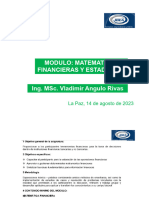 Modulo: Matematicas Financieras Y Estadistica Ing. Msc. Vladimir Angulo Rivas