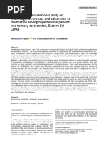 Pirasath Sundaresan 2021 Descriptive Cross Sectional Study On Knowledge Awareness and Adherence To Medication Among