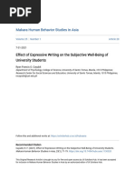 Effect of Expressive Writing On The Subjective Well-Being of Univ