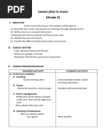 Lesson Plan About Drum