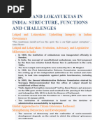 Lokpal and Lokayuktas in India: Structure, Functions and Challenges