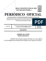 Ley de Ingresos Del Municipio de Puebla para El Ejercicio Fiscal 2018 (POE 18 de Diciembre de 2017)