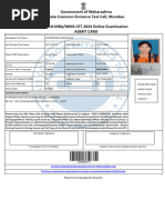 Government of Maharashtra State Common Entrance Test Cell, Mumbai. MAH-MBA/MMS CET 2024 Online Examination Admit Card