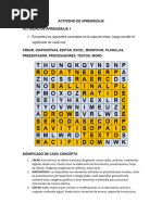 ACTIVIDAD DE APRENDIZAJE - PROCESADORES DE TEXTOS E INTERNET Resuelta