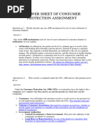 Answer Sheet of Consumer Protection Assignment