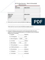 Week 5 Metric & Household Measurements