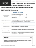 Examen - (AAB01) Cuestionario 2 - Conteste Las Preguntas en El EVA, Sobre Los Temas Relacionados Con El Matrimonio, Unión de Hecho y Mediación Familiar