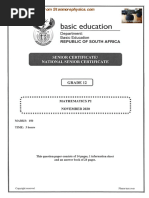 Mathematics Nov 2020 Grade 12 P2 and Memo