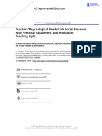 Teachers Psychological Needs Link Social Pressure With Personal Adjustment and Motivating Teaching Style