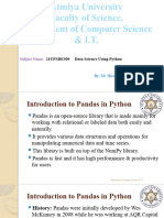 Unit - V Introduction To Pandas in Python