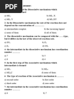 Inorganic Reaction Mechanism Mid Questions