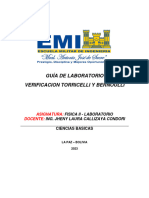 LABORATORIO #2 Verificacion Torricelli y Bernoulli 1P