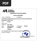 Certificat de Scolarité