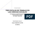 Tres Estilos de Trabajo en Las Ciencias Sociales