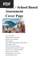 CSEC-School Based Assessment Cover Page