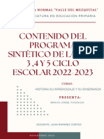 La Historia en El Marco Del Plan y Programas de Estudios de Educación Primaria Vigente.