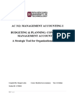 AC 312 Management Accounting I - Budgeting and Planning - Margaret Aeka ID 2270