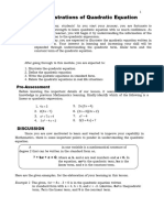 QUADTRATIC EQUATIONS Lesson