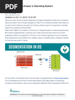 Segmentation Technique in Operating System: Updated On Oct 13, 2023 13:32 IST