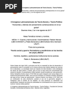 89 - Ponencia - IICLTS - MT11 - Bonavena - Pablo ("Teoría Social y Guerra: Formalismo y Positivismo en Las Teorías de Lloyd y Bülow"